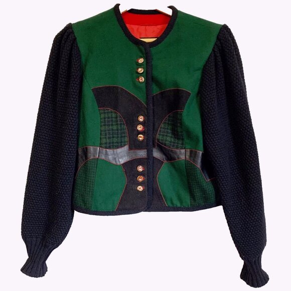 Rosylla Austria Womens Tyrol Black Wool Jacket Sz Medium Alpine Folk Cottagecore - Picture 1 of 10